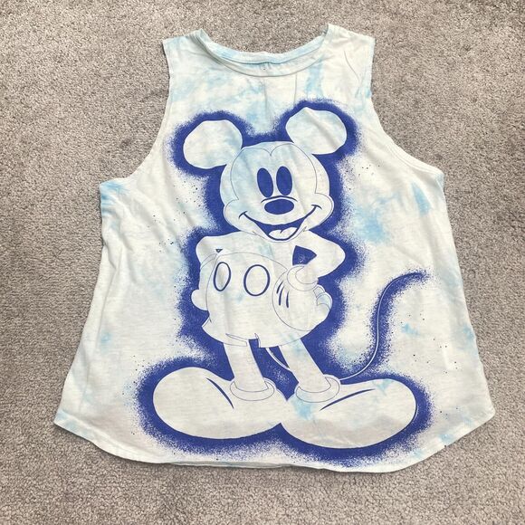 Disney Mickey Mouse Graphic Tank Top Juniors XXL Large Blue Tie-Dye Sleeveless - Picture 1 of 8